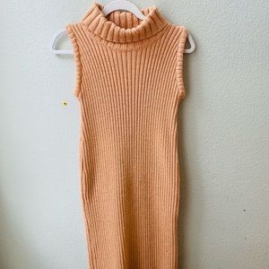GESSY Paris Italian Lana wool peach pink sleeves knitted turtleneck dress M/L